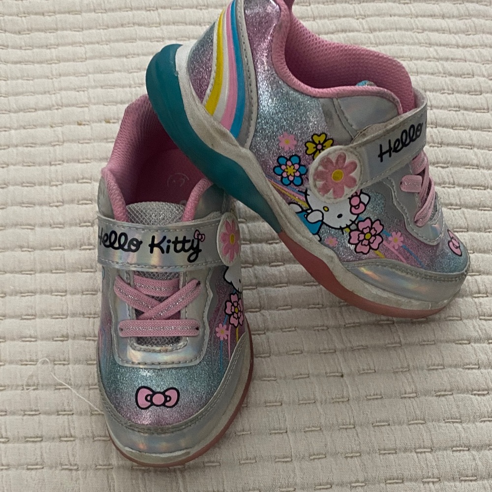 Hello Kitty Silver and Pink Kids light up Sneakers